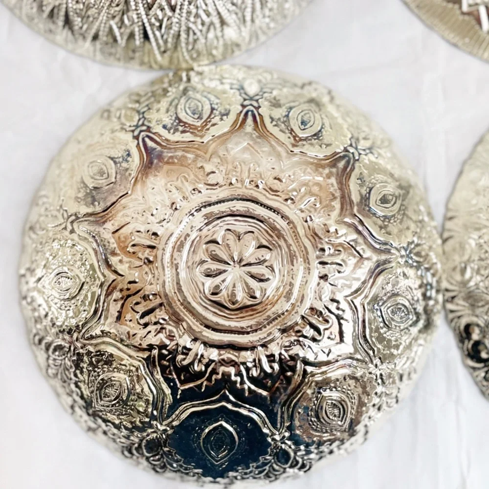 NEW Lot of 4 Turkish Glass Handmade Decorative Bowl w/ 100% Silver NWT